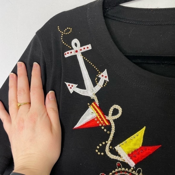 Vintage sailing nautical embroidery embellished top - Picture 5 of 7